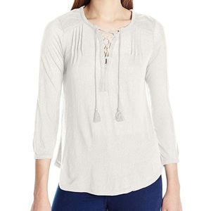 Lucky Brand Lace Up Front Peasant Top Size 1X